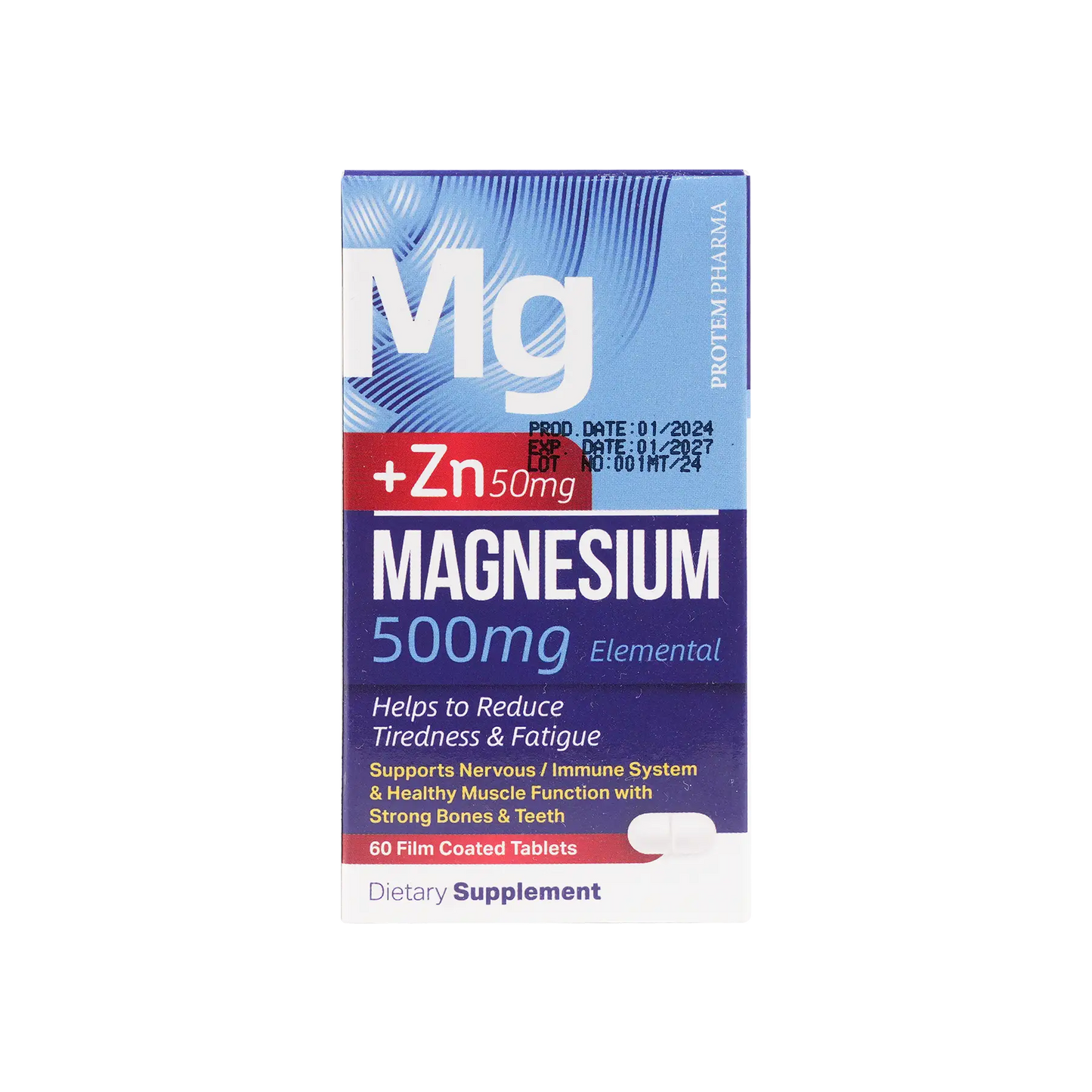 Protem Pharma Magnesium 500mg+Zn 50mg 60 Tablets