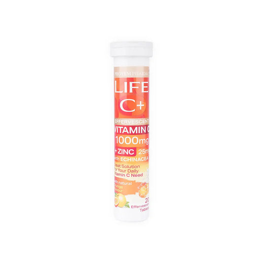 Protem Pharma Life C+ 1000mg+Zinc 25mg 20 Tab-Orange Flavour