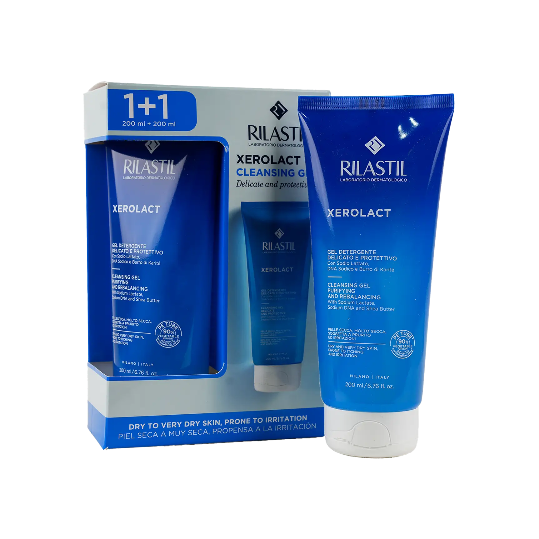 Rilastil Xerolact Cleansing Gel 200ml 1+1 Offer