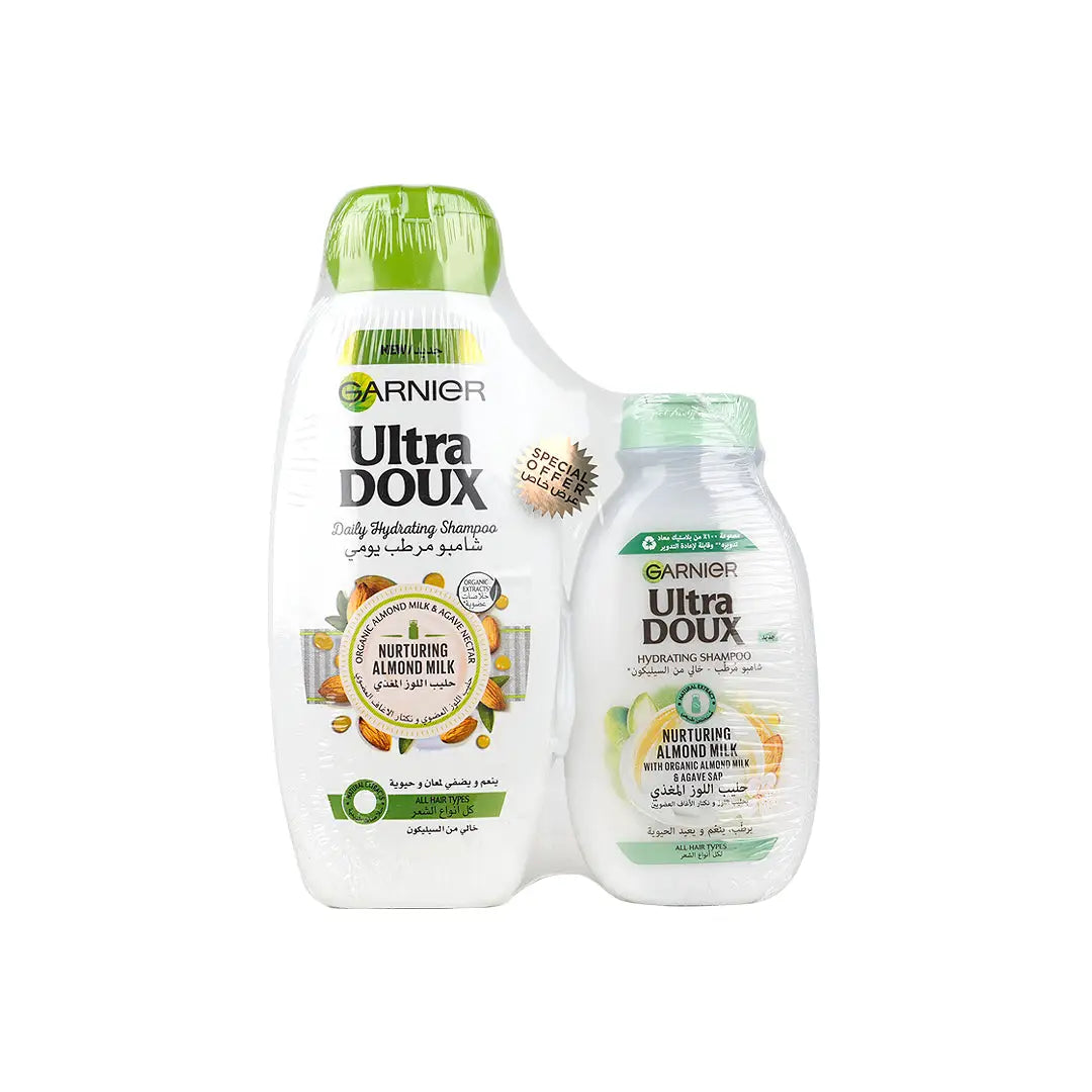 Garnier Ultra Doux Shampoo 400ml+200ml-Nurturing Almond Milk
