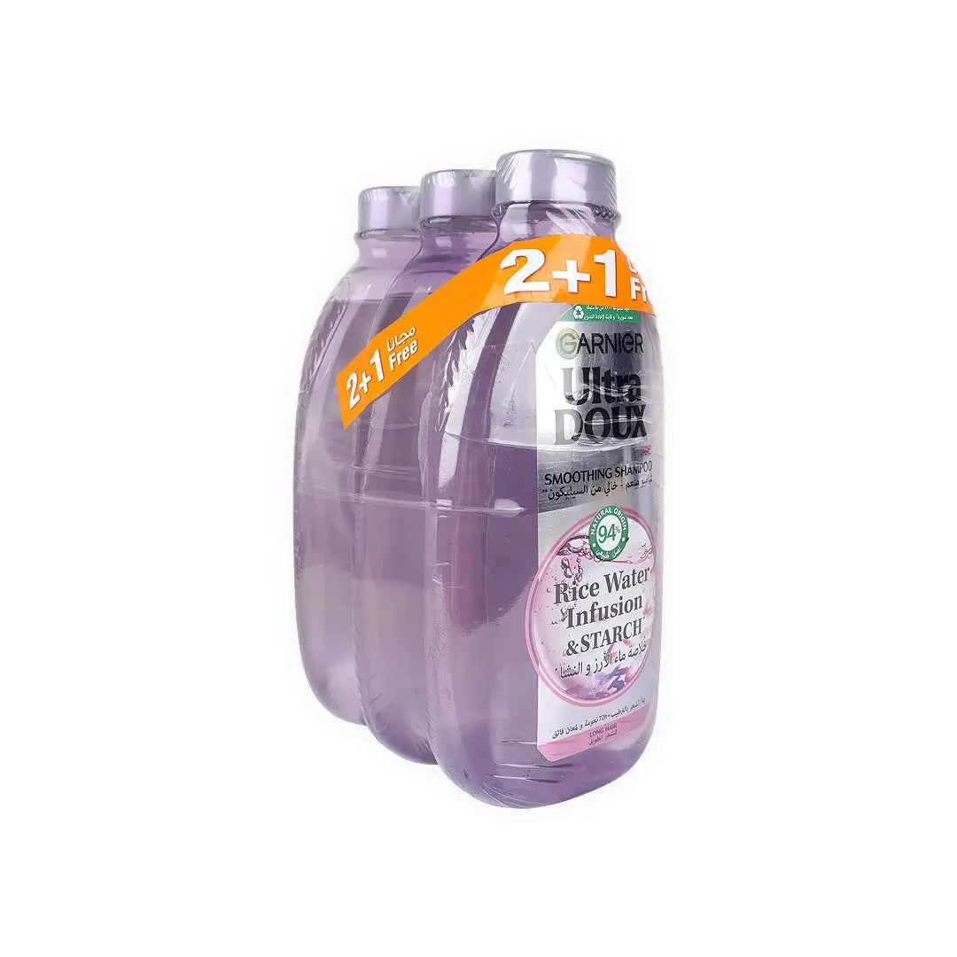 Garnier Ultra Doux Rice Water Shampoo 400ml 2+1 Offer