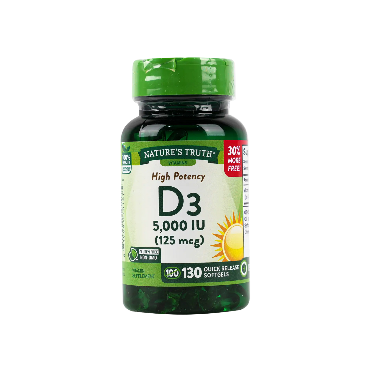 Nature's Truth Vitamin D3 5000iu 130 Softgels - High Potency